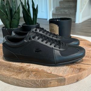 Lacoste Black Leather Fashion Sneaker Men’s Size 12